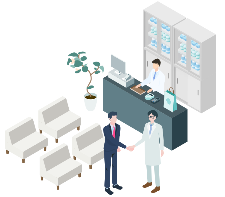 薬局内装施工アドバイザーを使用した薬局のイラスト