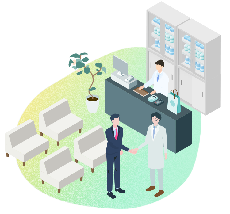 薬局内装施工アドバイザーを使用した薬局のイラスト